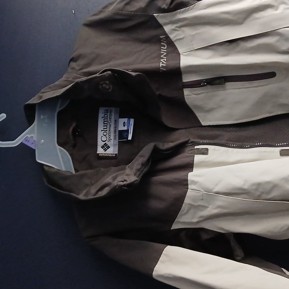 Columbia Titanium Omni Tech Winter Ski Snow Jacket Beige Green Size Small - Picture 2 of 6